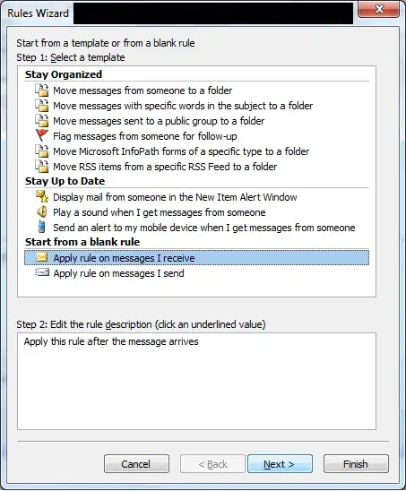 Apply rule on messages I receive