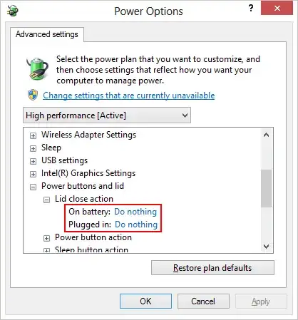 Network power settings