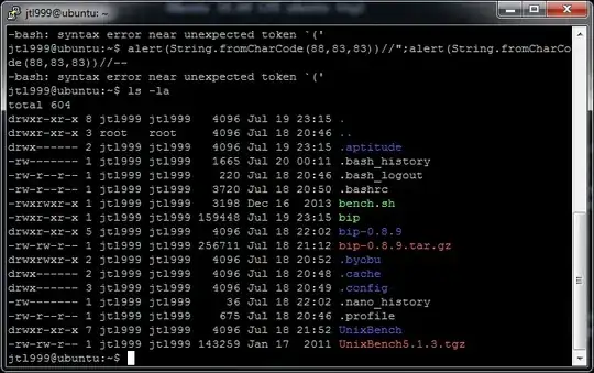 Screen capture of the terminal