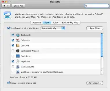 MobileMe Sync Preferences