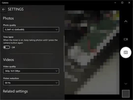 Windows camera app resolution