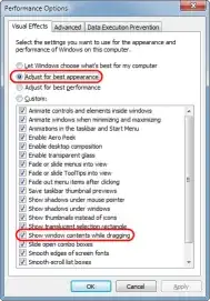 Visual Effects: Adjust for best appearance