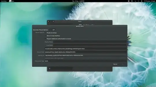 A screenshot of disks editing a mount