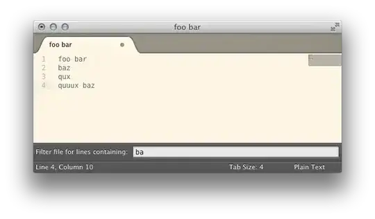 User entering text to filter file with