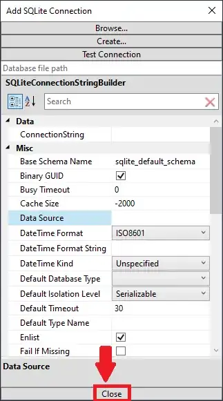 Click on the "Close" button