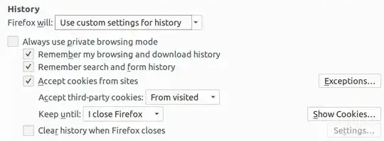 Firefox settings for 'History'
