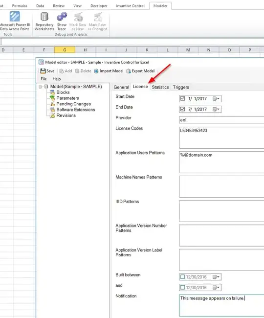 Configure authorised access on Excel model