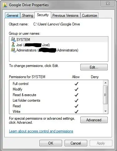 FULL Control Security permissions for these 3 users