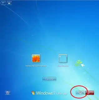 PLAP button highlighted on Windows logon screen