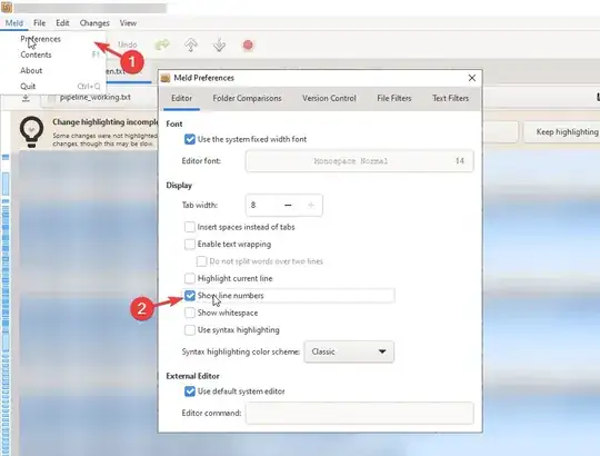 meld show line number