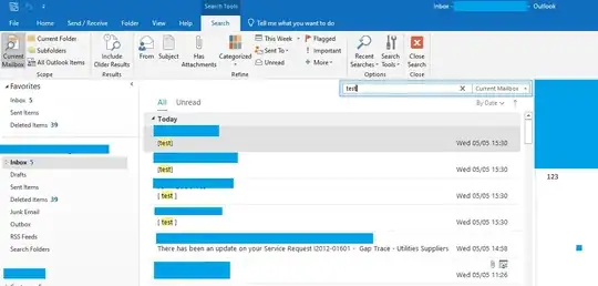 Searching for the word "Test"