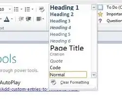 styles in onenote 14