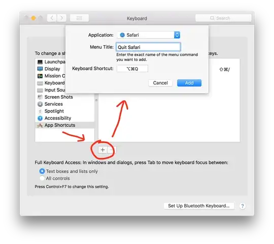 Screenshot of how to change the "Quit Safari" keyboard shortcut in macOS System Preferences