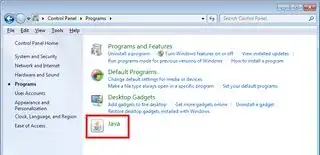 Control Panel -> Programs -> Java