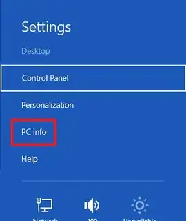 Windows 8 Settings Charm