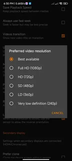 on vlc, goto settings > video (extra settings) > preferred video resolution