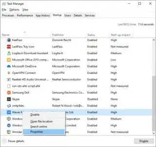 Right click Waves MaxxAudio Service Application