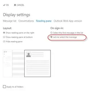 OWA Display Settings