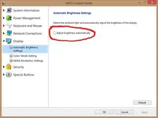 Click to enlarge vaio control center
