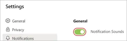 notification sound toggle in teams